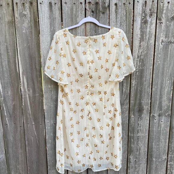 JB by Julie Brown Ramona Dress Size 12 Star Print V-neckline Flutter Sleeve New - Picture 5 of 10